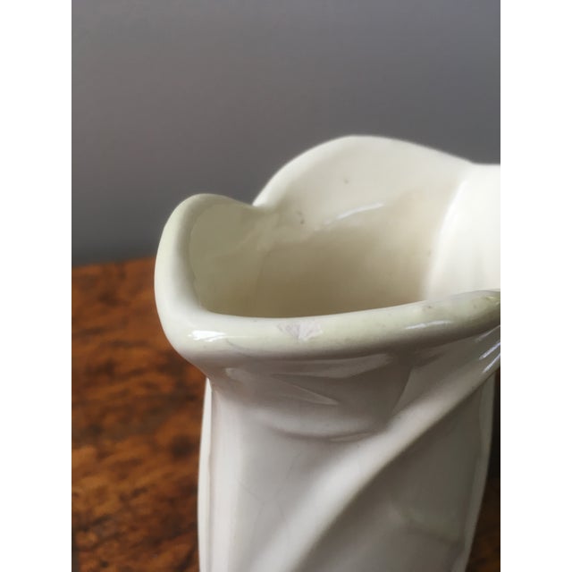 1950s Vintage White Ceramic Leaf Vase Chairish