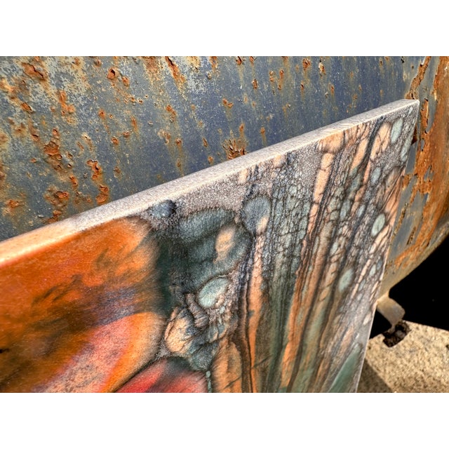 Hand-Painted Ceramic Art Wall Panel or Tile with Flower & Plant Motifs by Traute Lossau for Kupfermühle KMK Keramik, West Germany, 1960s For Sale - Image 8 of 18