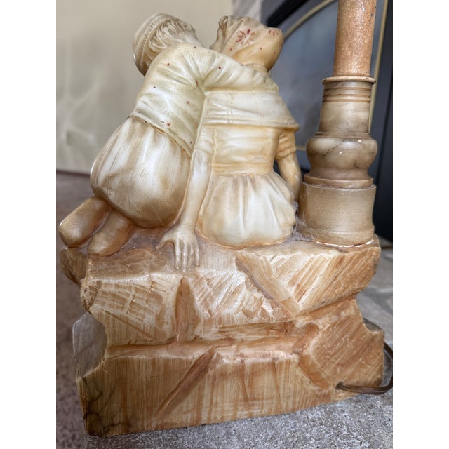 Late 19th Century Late 19th Century Hand-Carved and Signed “G. Mascagni” Alabaster Lamp For Sale - Image 5 of 9
