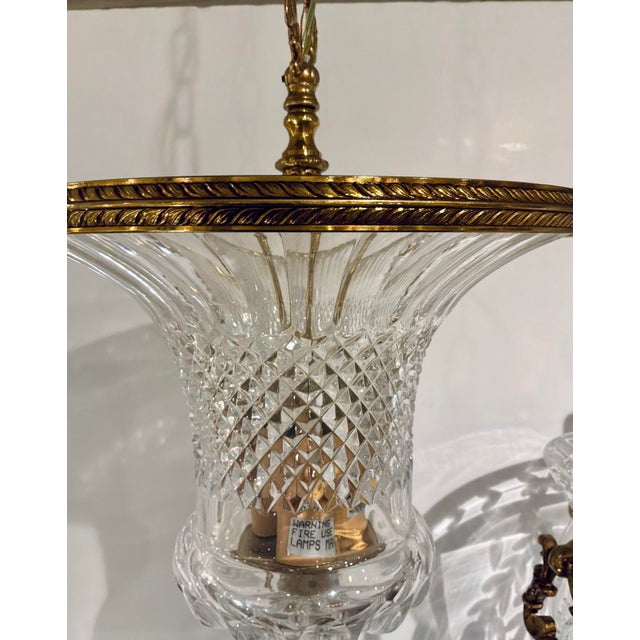 1990s Myran Allan Luxury Lighting Italian Hand Cut Leaded Crystal Bronze Pendant Light For Sale - Image 5 of 6
