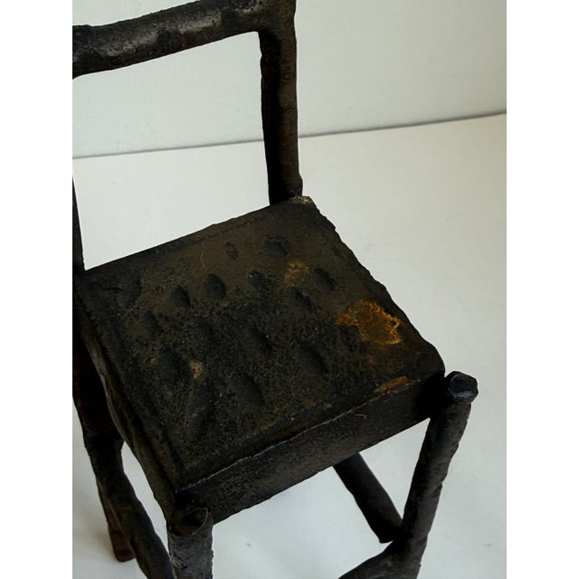 Vintage Brutalist Cast Iron Chair Sculptures Set of Two 1980s For Sale - Image 9 of 9