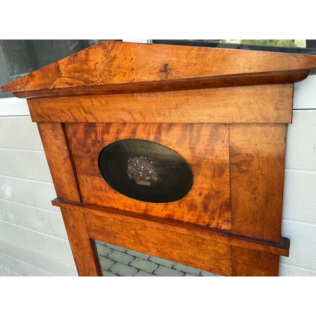 Wood Large Antique Biedermeier Figure Maple Pier Mirror For Sale - Image 7 of 12