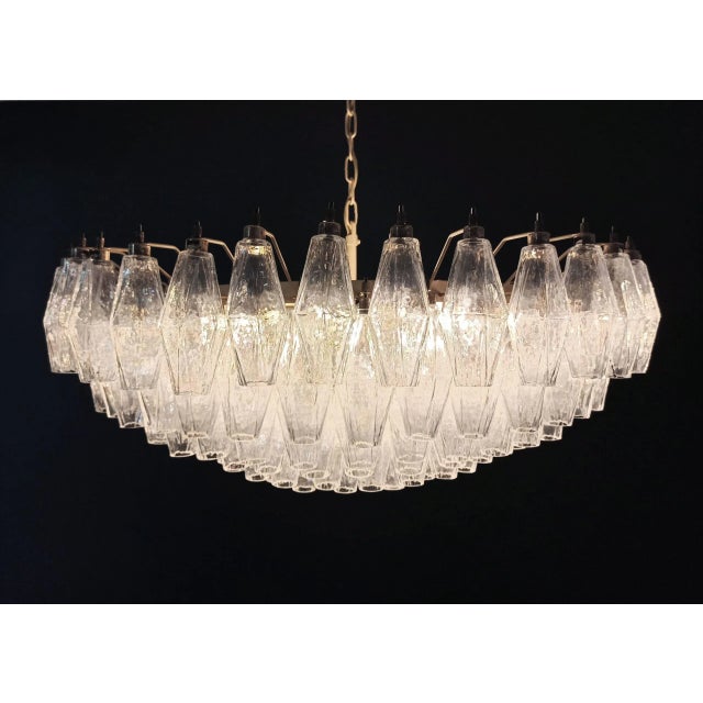 Art Deco Murano Glass 185 Transparent Glass Chandelier For Sale - Image 3 of 11