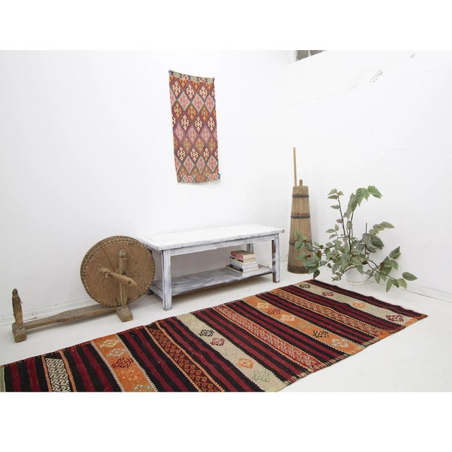 Vintage Embroidered Kilim Runner Rug For Sale In Los Angeles - Image 6 of 7