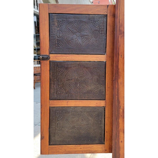 19Thc Pine & Punched Tin Doors Pie Safe Cabinet For Sale In Los Angeles - Image 6 of 9