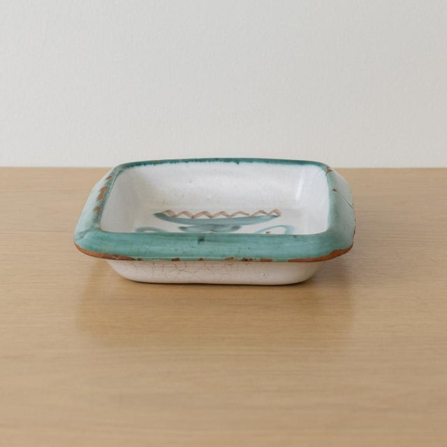 Green 1950s French Ceramic Flower Dish by Robert Picault, Vallauris For Sale - Image 8 of 12