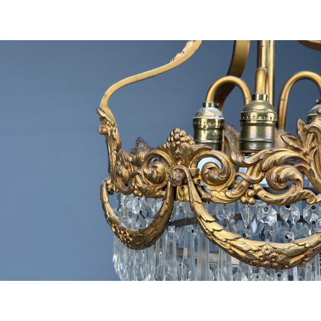 French Louis Xvi, Chandelier, Dore Bronze, Crystal, France, 19th Century For Sale - Image 9 of 15
