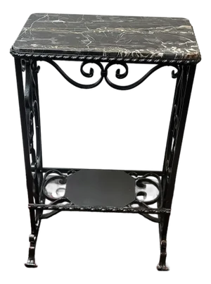 Antique Wrought Iron & Marble Art Deco Side Table Superb Quality