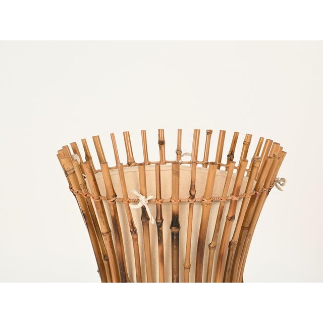 Gold Floor Lamp in Cotton, Bamboo and Rattan from Franco Albini, Italy, 1950s For Sale - Image 8 of 13