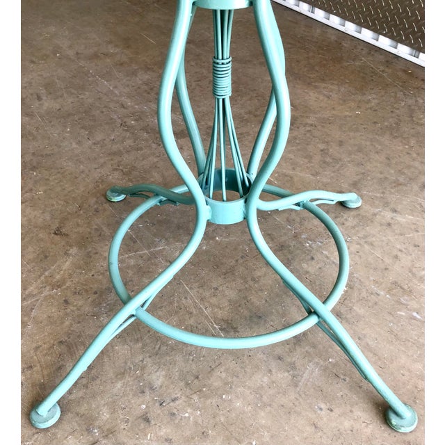 Mid Century Woodard & Sons Wrought Iron Daisy Flower Round Glass Top Patio Table For Sale - Image 11 of 12