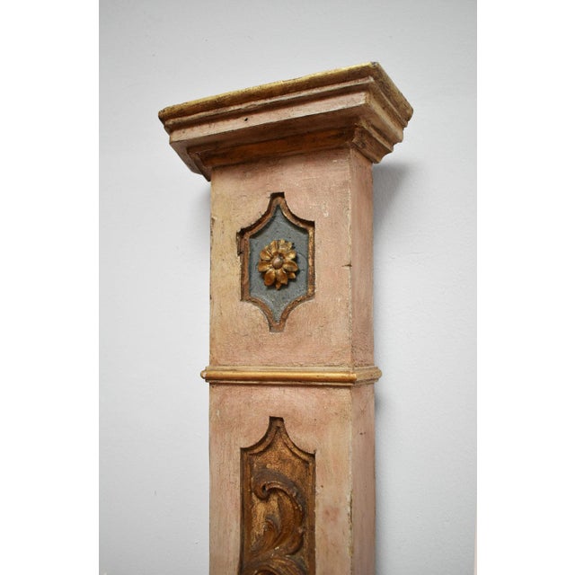 Pair of wooden painted columns, 19th c. Length (cm): 24 Width (cm): 7 Height (cm): 160