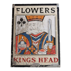 Early 20th Century Double-Sided "Kings Head" Hand Painted Metal English Pub Sign