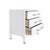 Worlds Away Matthew Izzo Home Amber White Textured Linen Three Drawer Side Table With Acrylic and Antique Brass Drawer Pulls and Ferrules For Sale - Image 4 of 8