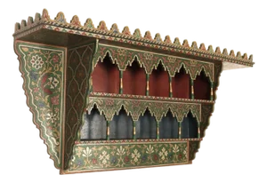 Vintage Moroccan Hand Painted Wall Mounted Three Tiered Spice Shelf / Bracket