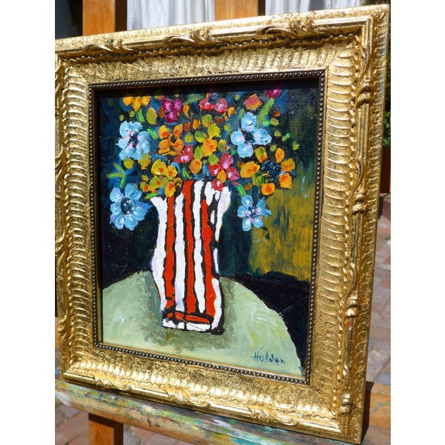 "Fancy Flowers" Oil in a Gilded Gold Frame For Sale In Los Angeles - Image 6 of 8