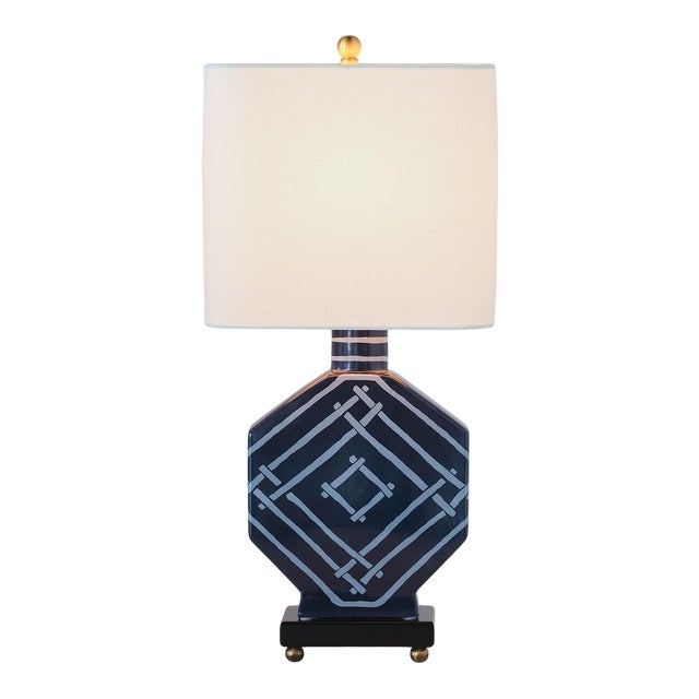 Madcap Cottage Blue Trellis Pattern Indigo Table Lamp Chairish