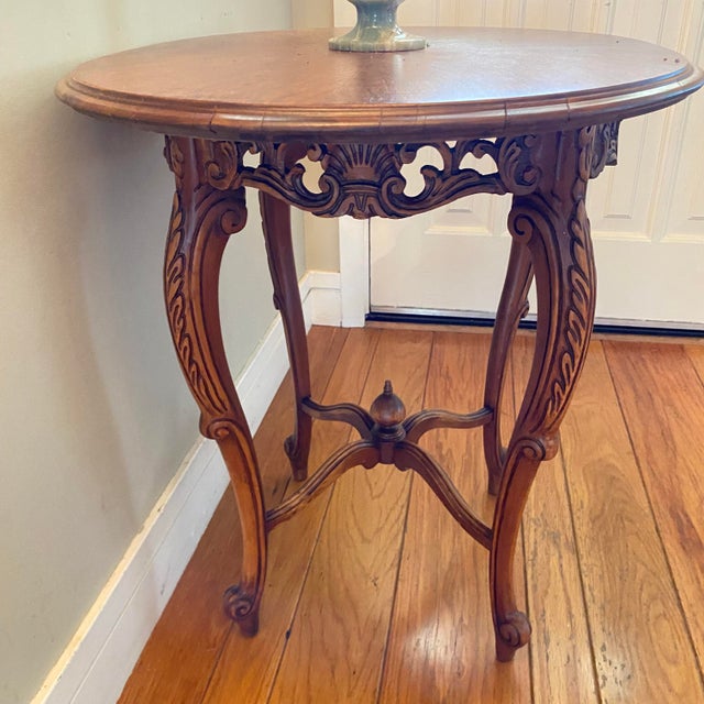 French Style Rococo Revival Walnut Side Table For Sale - Image 4 of 17