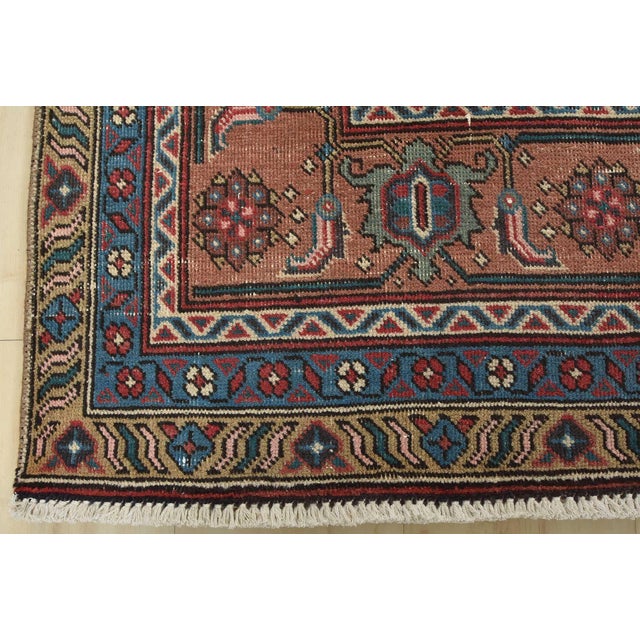 Tabriz Rug 8'1'' X 10'7'' Pink Wool Vintage Distressed Hand-Knotted Carpet For Sale - Image 12 of 15