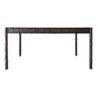 1960s Hollywood Regency Chinoiserie Lacquered Decorated Desk For Sale