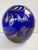 Contemporary Mid 20th Century Cobalt Blue Art Glass Vase With Multicolor Swirls and Gold Sparkle, Murano Style For Sale - Image 3 of 7
