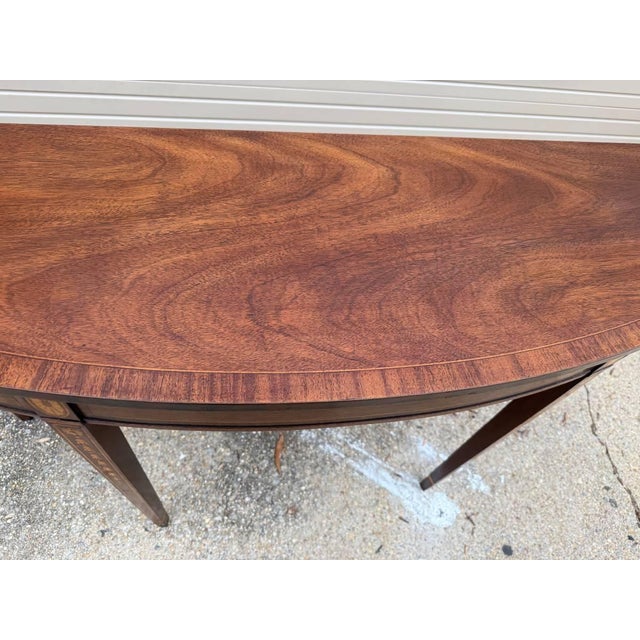 Councill Furniture Council Federal Style Mahogany & Satinwood Demilune Console Table For Sale - Image 4 of 12