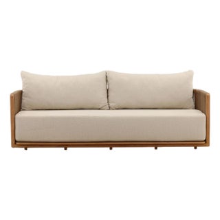 Rope Wrapped Teak Outdoor Sofa For Sale