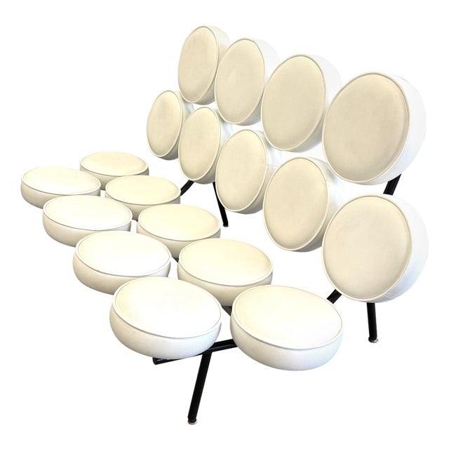 George Nelson for Herman Miller Marshmallow Sofa in White Leather For Sale