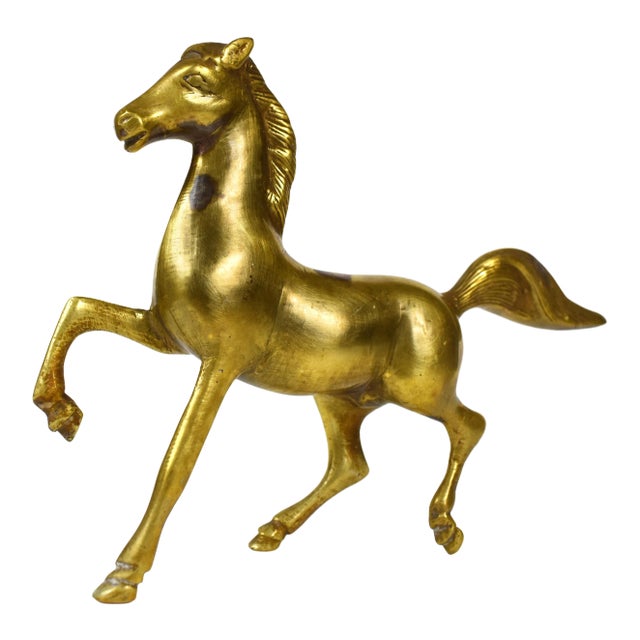 Mid 20th Century Vintage Solid Brass Horse Figurine For Sale