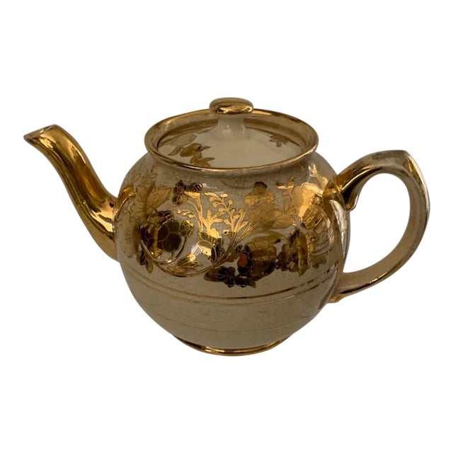 1940s English Gilt Lustre Tea Pot For Sale