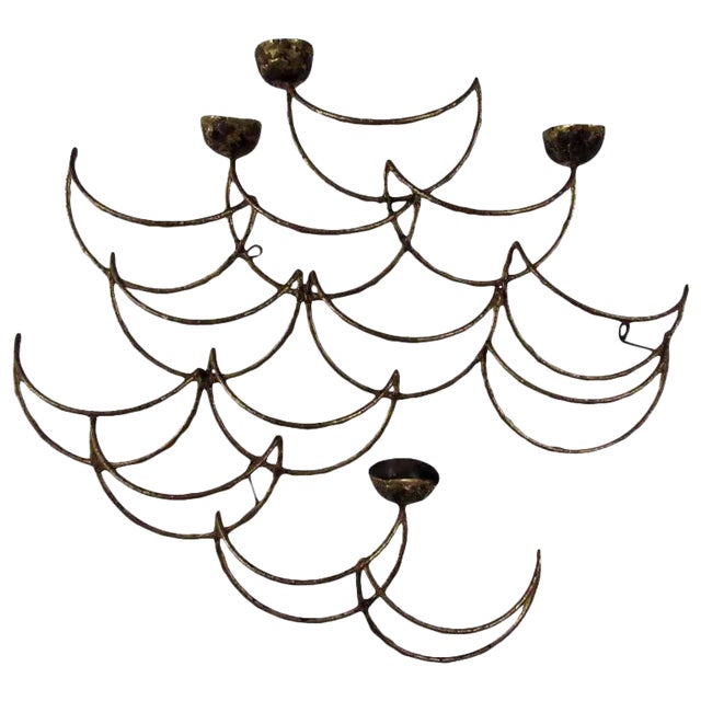 Curtis Jere Mid-Century Sculptural Candle Wall Sconce For Sale