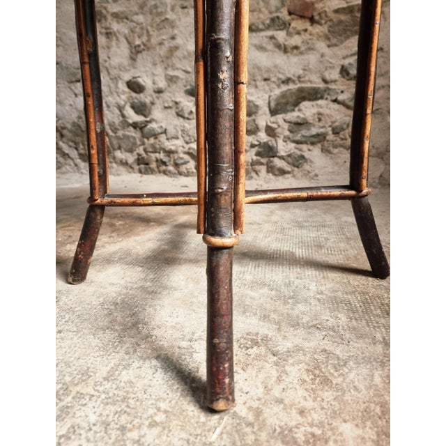 Mid-Century Round Bamboo and Wood Side Table, 1960s For Sale - Image 6 of 11