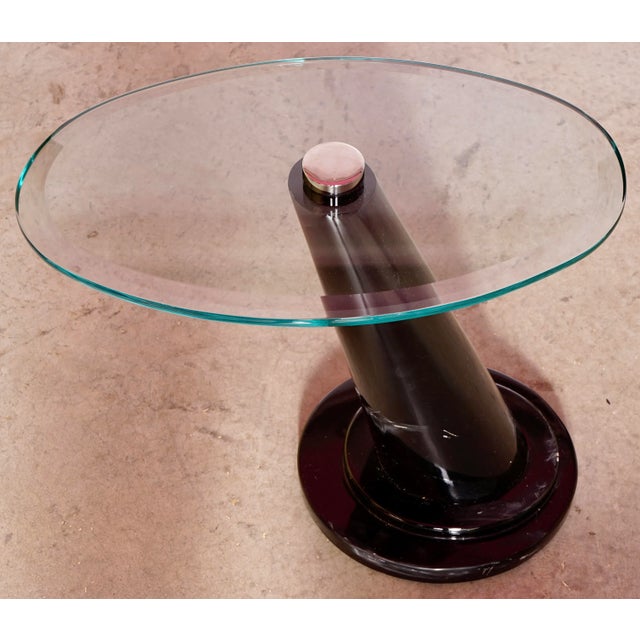 Contemporary Chrome and Glass Cantilever Side Table For Sale - Image 9 of 12