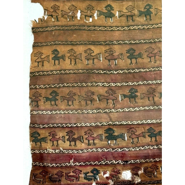 Mid-Century Modern Framed Large Pre-Columbian Woven Textile Fragment from Chimu Chancay Culture For Sale - Image 3 of 16