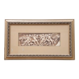 Antique Style Pen & Ink Drawing of Four Putti – Classical European Frieze Study, Framed For Sale