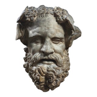 Antique Neoclassical Plaster Portrait Mask of Silenus For Sale