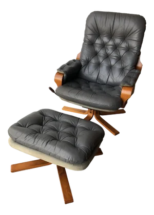 Vintage Mid Century Modern Scandinavian Lounge Chair & Ottoman