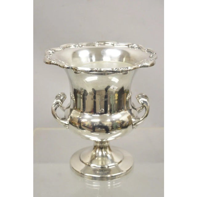 Engraved Fb Rogers Regency Silver Plated Twin Handle Wine Chiller Ice Bucket For Sale - Image 11 of 13
