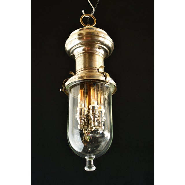 19th Century Gas Pendant With Pyrex Cloche For Sale - Image 4 of 11