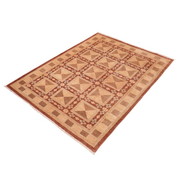 Transitional Classic Ziegler Brown Tan Hand-Knotted Wool Rug - 5'10'' X 8'10'' For Sale - Image 3 of 8