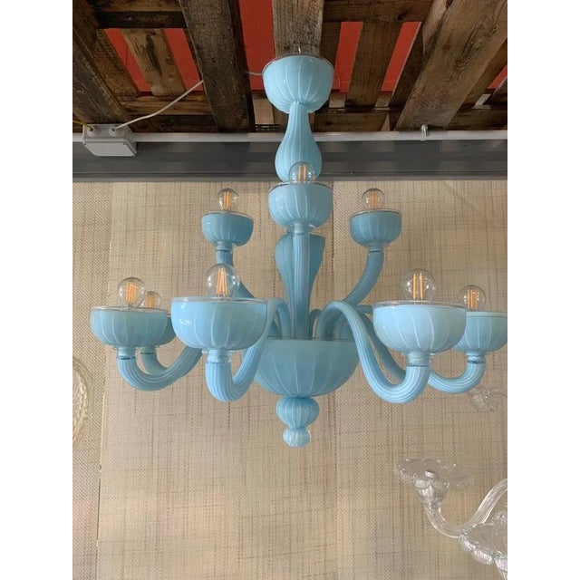 Matte Light-Blue Murano Style Glass Chandelier from Simoeng For Sale - Image 12 of 13