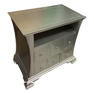 Vintage Glam Silver Nightstand/Media Cabinet For Sale