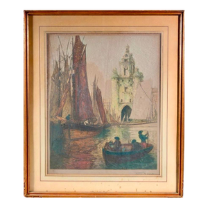 Early 20th Century Framed Antique Lithograph by Julien Lacaze