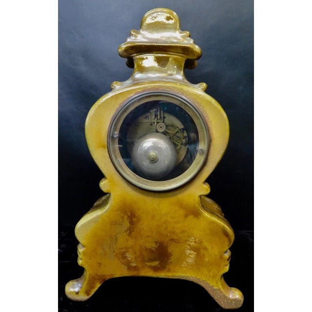 Metal Vintage Early 20th Century French Majolica Clock For Sale - Image 7 of 10