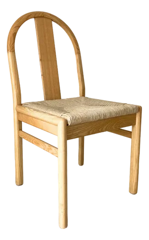 Postmodern Bleached Rush Seat Wooden Chair, Italy, 1980s