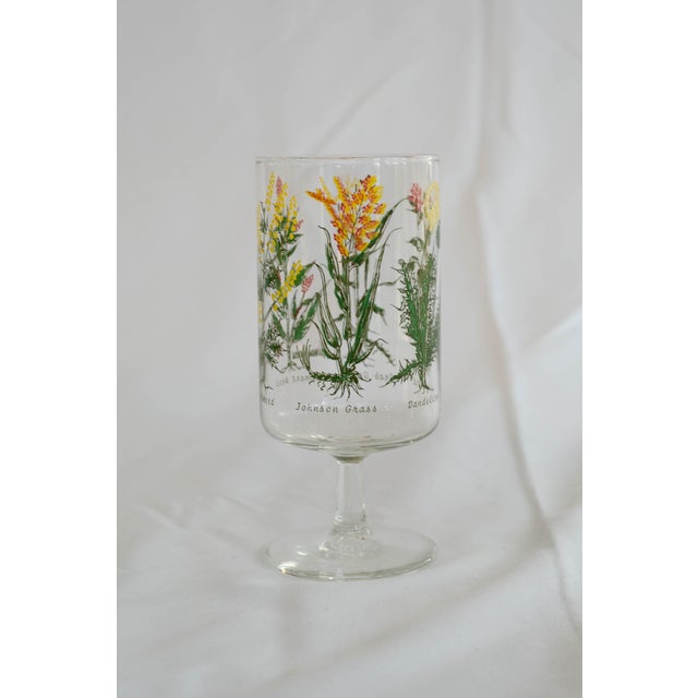Vintage Neiman Marcus “Weed & Wildflower” Botanical Stem Glasses - Set of 6 For Sale - Image 10 of 13