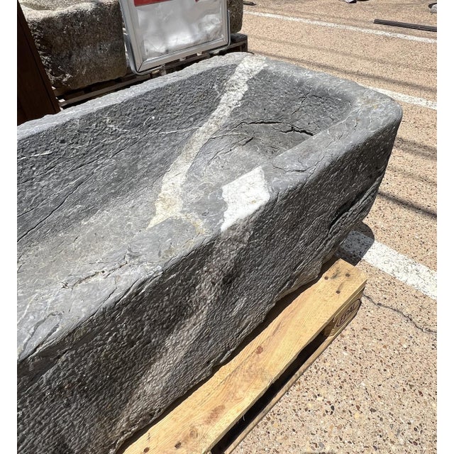 19th Century French Trough in Rare Pyrénées Mountain Blue Stone For Sale - Image 9 of 13