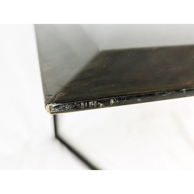 1990s Wooden Table with Geometric Inlays and Metal Base by Offredi for Saporiti, 1980s For Sale - Image 5 of 14