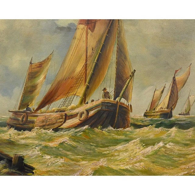 Albert Hess, Sailboats on a Rough Sea, 1950s, Canvas For Sale - Image 10 of 18