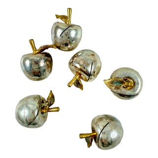 French Silverplate Apple Place Card Holders, Set of 6 For Sale