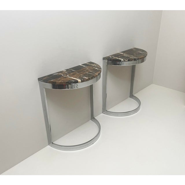 Half-Moon Console Tables, 1970s, Set of 2 For Sale - Image 4 of 4